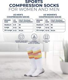 3 pares de calcetines de compresión de 20 a 30 mmHg - Calcetines de compresión para mujeres y hombres | correr, atletismo, viajes, enfermeras - Patrones de naturaleza (montañas/árboles/puesta del sol) - 3 pares - Ver 9