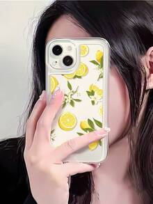 1pc Fashionable Lemon Flower Patchwork Pattern Transparent TPU Anti-Fingerprint Phone Case Compatible With IPhone 16 ProMax/16/16 Pro/16 Plus/11/15/15 Pro/15 ProMax/12/13/14 ProMax/XS/XR/11 Pro/11 ProMax/12 Pro/12 ProMax/13 Pro/13 ProMax/7 Plus/14 Pro/14 ProMax/14 Plus/7 Plus/8 Plus/8/SE2/12 Mini/13 Mini, Durable And Anti-Yellowing Hard Shell - Multicolor - View 4
