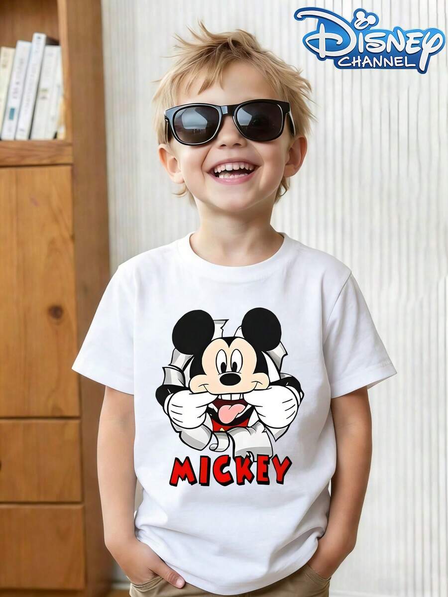 This Fun Disney Mickey Mouse T-Shirt Is Perfect For Boys And Girls To Wear To Holiday Parties, Family Gatherings, Outdoor Activities, Travel, And As A Gift For Children Visiting Disneyland. - 白色 - 查看 1