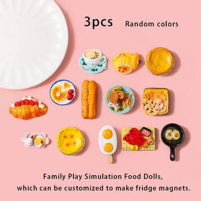 3pcs/Set Dollhouse Food Toy DIY Accessories, Realistic Miniature Food, Egg Tart & Ice Cream, Creative Kitchen Playset Accessories