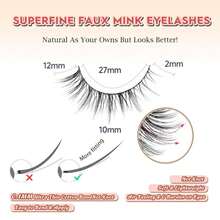 Natural Lashes Wispy Eyelashes Natural Look Short Lashes Pack 12mm Eyelashes C Curl False Lashes Thinner Band 3D Volume Fake Eyelashes 7 Pair Siligli - ColorL - 查看 2