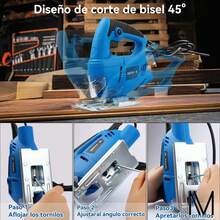 Sierra Caladora Eléctrica Profesional De Corte 800w Con 6 Velocidades Ajustables, 50 Accesorios Abrazadera Y Porta Cuchilla Sierra Para Madera/metal/plástico - Incluye 40 Hojas Con Guantes - Tipo de Enchufe A USA (110-127V) - Ver 2