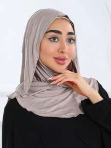 1 Peça Balaclava Feminina de Cor Sólida, Máscara de Esqui, Aquecedor de Pescoço, Faixa de Cabeça Elástica, Turbante, Respirável, Confortável, Elástica, Aba Larga, Absorvente de Suor, Antiderrapante, Multifuncional, Acessório Esportivo, Lenço de Moda Minimalista, Capuz e Faixa de Cabeça Combinando em Um - 2 em 1 - Visão 7