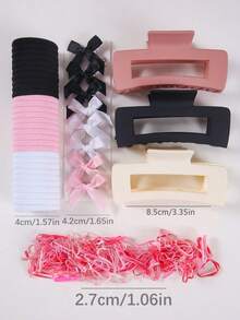 3pcs/Set Jepit Rambut Pita Kain Warna-warni Wanita, Jepit Rambut Poni Samping Minimalis, Aksesori Rambut Putri yang Imut, Elastis & Tahan Lama, Cocok untuk Penggunaan Sehari-hari dan Kembali ke Sekolah, Jepit Rambut Cakar - MultiWarna - View 7