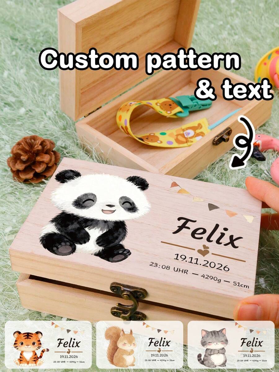 Hộp quà lưu niệm khắc chữ theo yêu cầu, Hộp gỗ đựng đồ cá nhân hóa, Hộp kỷ niệm tùy chỉnh, Họa tiết động vật dễ thương, Hộp trang trí tùy chỉnh, Hộp gỗ, Hộp quà lưu niệm ngày lễ, Quà sinh nhật, Quà kỷ niệm, Trang trí nhà cửa, Quà tặng độc đáo, Phòng ngủ, Gia đình, Bạn bè - Phong cách C - Xem 1