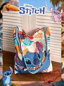 Disney 1 Pc Officially Licensed Stitch Pattern Tote Bag Cartoon Print Casual Shopping Bag,Adjustable Shoulder Strap Shoulder Bag,Lightweight Handbag,Ideal For Women/Girls/Students - Perfect For Fall/Winter/Outings/Shopping - Multicolor - View 10