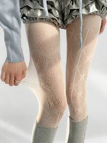 AB Hollow Lace Pantyhose, Ultra-Thin Mesh Gray Stockings, Star Gray Fishnet Tights For Women - Multicolor - View 9