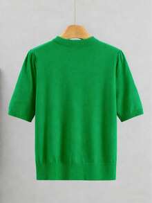 GIGOGOU Women's Short Sleeve Knit Cardigan T-Shirt, Soft And Comfortable, Suitable For Daily Wear, Spring/Summer - Green - View 6