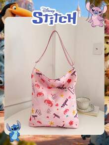 Disney 1 Pc Officially Licensed Lilo & Stitch Angel Printed Pink Storage Bag Lightweight Tote Bag, Cute Cartoon Shoulder Bag For Daily Use,For Women/Girls/Students, For Daily/Outing/Shopping/Valentine's Day Laundry Bag Laundry Storage Garment Bag Waterproof Bag Storage Bags Clothes Organizer Clothes Storage Clothes Bag Storage For Clothes Travel Essentials Travel Organizer - Pink - View 9