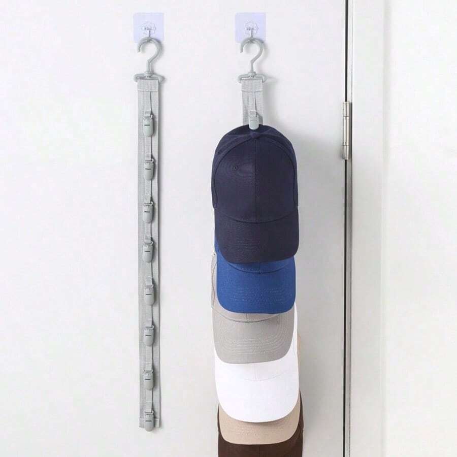 1pc Home Multi-Clip Hat Rack, Baseball Cap Hanger, Wardrobe Hat Holder - Multicolor - View 1