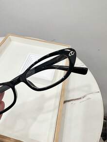 1pc Women's Casual Retro Cat Eye Small Frame Black Fashion Flat Glasses, Suitable For Daily Wear And Street Photography - Black - View 6