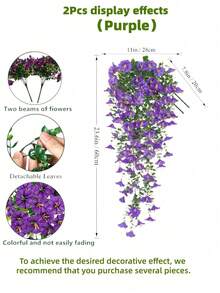 1 件人造丝旋花，带桉树叶，抗紫外线逼真悬挂花，适用于婚礼、家居、办公室、花园、生日、周年纪念、节日、毕业装饰、花园装饰、户外植物、园艺、假花