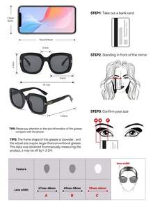 男女款复古超大方形太阳镜，经典塑料镜框时尚眼镜，适合脸型较大的人士，夏季度假必备复古太阳镜，适合海滩旅行、驾驶和日常佩戴 - 黑色 - 查看 5