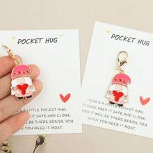 1pc/2pcs Positive Keychain Heart Gesture Pendant, Comes With Pocket Hug Greeting Card, Ideal Gift For Teachers, Classmates, Family, Friends On Birthday, Party, Gathering, Festivals, Encouragement, Valentine's Day, Ramadan, Teacher's Day, Mother's Day - Multicolor - View 5