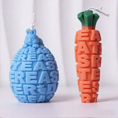 Happy Easter Egg, Rabbit, Carrot Candle Silicone Mold, 3D Lying Rabbit, Egg Clay Plaster Mold, DIY Embossed Easter Egg Soap Candle Mold, Suitable For Holiday Decor, Home Decoration, Easter, Party Gifts