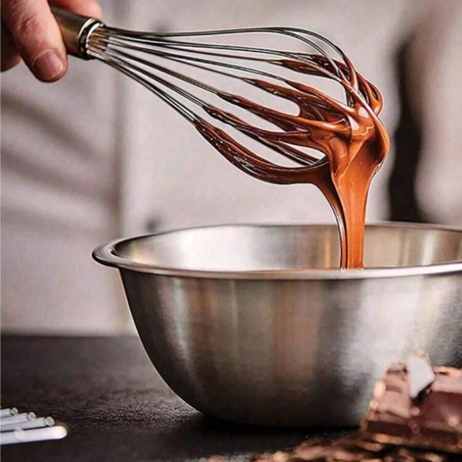 1pc Heat-Resistant Non-Stick Stainless Steel Whisk, Suitable For Cooking, Baking And Mixing, Manual Operation Without Electricity
