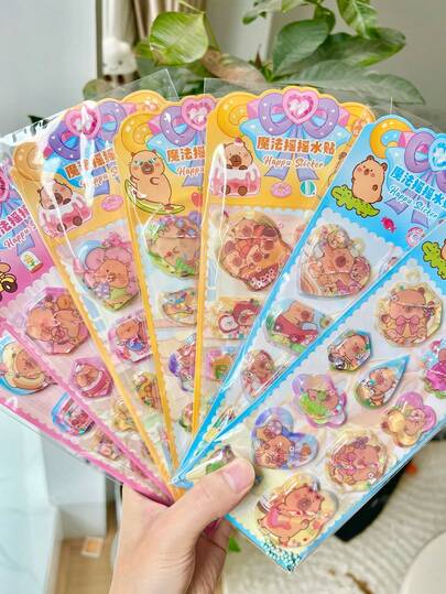 3D可爱小熊注水装饰贴纸，卡通动物闪亮水晶贴纸，趣味装饰贴纸，适用于水瓶、冰箱、手机壳、笔记本、剪贴簿、奖励礼品