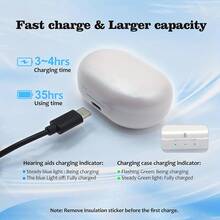 Hearing Aids For Seniors Rechargeable With Noise Cancelling,  Hearing Aids Rechargeable With Portable Charging Case (Black) - trắng - Xem 3