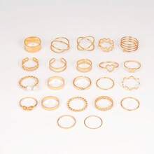 22件/套可调节多关节戒指，心形和蝴蝶造型，女士戒指 - 戒指套裝 - 查看 6