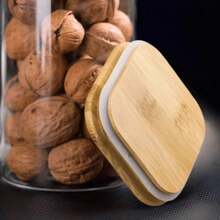 Set Of 5 Square Glass Airtight Jars With Sealing Lid And Bamboo Spoon, 250ml, For Kitchen Spices - 玻璃 - 查看 7