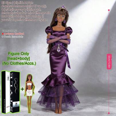 Muñeca coleccionable articulada de 12.6 pulgadas 1/6 con 12 articulaciones, cabello voluminoso y esponjoso, maquillaje realista, look elegante, adorno de escritorio, regalo para coleccionistas, sin ropa