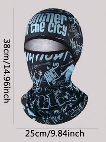 Men's Graffiti Warm Face Mask - Breathable, Sweat-Absorbent, UV Protection, Integrated Neck Guard Design, Comfortable For Outdoor Cycling, Hiking - Multicolor - View 2