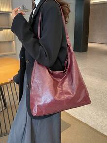 New And Fashionable Handbag With Hot Girl Style Tote Bag, Rivet Bag, Women's Commuting Personalized Velvet Crossbody Bag - Burgundy - View 7