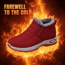 Women's Faux Fur-Lined Winter Snow Boots With Anti-Slip Grip - 紅色 - 查看 1