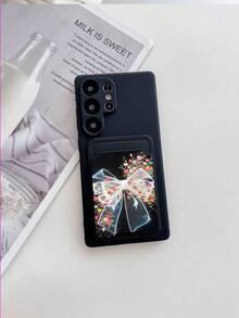 1 pièce Étui de téléphone en TPU noir de couleur unie antichoc et 1 pièce Étui de téléphone 2-en-1 à motif papillon et floral transparent lumineux avec porte-carte adhésif, et polyvalent. Convient comme cadeau d'anniversaire pour petite amie/petit ami, meilleur ami, conjoint, partenaire, famille, amis. Compatible avec les téléphones Apple/Android - Multicolore - Voir 5