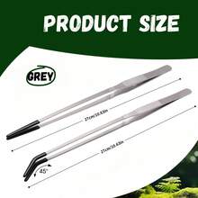 2pcs Stainless Steel Reptile Feeding Tweezers, With Rubber Tips, Straight And Bent Handle Long Tweezers, Suitable For Aquarium Or Crafts, Bearded Dragon, Snake Terrarium Accessories, Glass Container Supplies - Multicolor - View 13