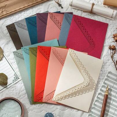 1pc Lace Paper Envelope Invitation Card, Suitable For Birthday, Wedding, Party Invitations, Small Card/Note Envelopes For Holidays, Weddings, Parties, Birthdays And Christmas Celebrations