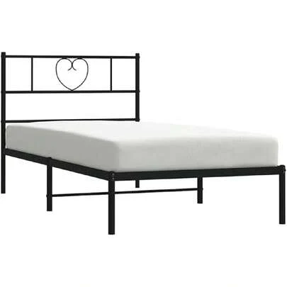 Twin Metal Bed Frame With Headboard And Stable Slats, Under Bed Storage Space, Sturdy Steel Construction And Easy Assembly, Minimalist Style, Black, 12'' High, Without Mattress