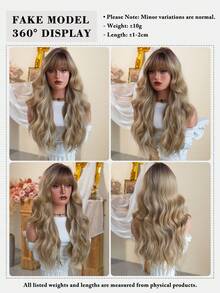 7JHH WIGS Blonde Wig With Bangs Dark Roots Loose Long Wavy Wig Mixed Highlights Gray Hair, Heat-Resistant Synthetic Fiber Hair For Women Daily Wear, Cosplay & Music Festival Party Rave Use 26 Inch - Gray Highlight - View 7
