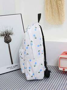3pcs Nylon Bow Print Backpack Set,Foldable Multi-Po Cket Large CapacityWater-Resistant Zipper Backpack Suitable F Or Teenagers,High School, College Students,Ladies,Daily Use, Commuting,Traveling,Gifts For Valentine's Day - Multicolor - View 4