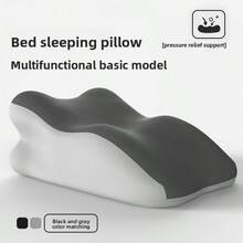 【真空压缩】牛奶丝睡眠枕，泡沫填充多功能腰部支撑枕，适用于办公室午睡、居家使用，冬季适用，加厚床枕 - 趴睡枕[米灰拼色]房事 - 查看 10