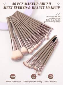 32件套化妆工具套装，包括：20支化妆刷套装+3个三角粉扑+3个化妆海绵+3个迷你化妆海绵+3个迷你气垫粉扑，一应俱全，新手友好 | 方便携带，送礼佳品 | 新手/女性的完美之选 - 彩色 - 查看 2