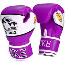 Guantes de boxeo para niños y niñas, jóvenes de 5 a 12 años de edad, guantes de boxeo de entrenamiento para saco de boxeo de kickboxing Muay Thai - violeta - Ver 5