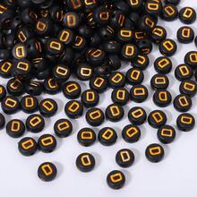 200/500/1000 piezas Cuentas con patrón de letras doradas sobre base negra de 4x7mm para hacer collares y joyería DIY - Fondo negro con letras doradas - Ver 27