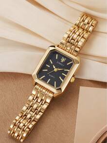 1pc High-Quality Minimalist Quartz Watch, Luxurious & Mysterious Design, Fashionable Personalized, Ideal Gift, Year-End Promotion - Gold - View 5