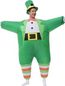 充气圣帕特里克节服装 充气绿色小妖精服装派对万圣节套装 男女通用 - 彩色 - 查看 7