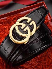 1条男士真皮皮带，配合金自动扣，高端百搭时尚休闲裤腰带 - 彩色 - 查看 19