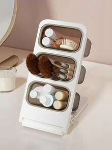 2件套化妆品收纳套装，含3个小收纳盒，置于置物架上，可用于浴室收纳整理、牙刷牙膏架、沐浴露收纳篮、桌面收纳、化妆品收纳、浴室置物架、情人节礼物、返校用品、文具收纳、口红香水架、桌面配件、家居装饰、礼品 - 彩色 - 查看 2