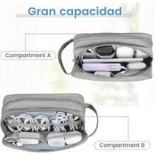 Organizador electrónico, organizador de cables de viaje, bolsa de almacenamiento todo en uno, bolsa de accesorios electrónicos, estuche portátil para cables, cargador, teléfono, auriculares, Gris,40873457 - Azul y blanco - Ver 5