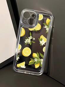 1pc Fashionable Lemon Flower Patchwork Pattern Transparent TPU Anti-Fingerprint Phone Case Compatible With IPhone 16 ProMax/16/16 Pro/16 Plus/11/15/15 Pro/15 ProMax/12/13/14 ProMax/XS/XR/11 Pro/11 ProMax/12 Pro/12 ProMax/13 Pro/13 ProMax/7 Plus/14 Pro/14 ProMax/14 Plus/7 Plus/8 Plus/8/SE2/12 Mini/13 Mini, Durable And Anti-Yellowing Hard Shell - Multicolor - View 1