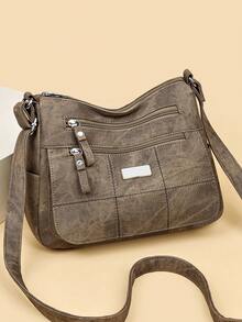 Túi đeo vai nữ tối giản thời trang, kiểu dáng độc đáo, chống thấm nước và chống trộm, dung tích lớn, đa chức năng, phù hợp cho mua sắm, làm quà tặng, du lịch và sử dụng ngoài trời. - màu nâu - Xem 4