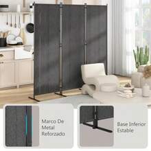 Kzings Divisor de Habitación de 3 Paneles Pantalla de Privacidad Independiente Separador de Habitación 259 Ancho x 180 Alto cm de Habitación Biombo Divisor Portátil de 3 Paneles con Ruedas - 180 cm - Ver 4