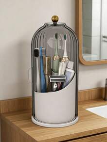 Toothbrush Holders With Sliding Lid, Rotating 3 Slots Bathroom Organizer Countertop, Tooth Brush Toothpaste Holder Bathroom Counter Stand Sink Organizer Caddy For Vanity Makeup Brushes Holder - Nhiều màu - Xem 3