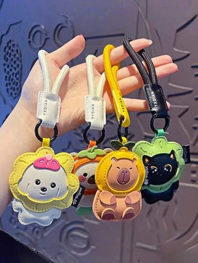 1pc/2pcs Random Style - Cartoon Creative PU Leather Keychain Backpack Pendant, Cute Student Backpack Accessory, 26 Letter Keychain Lanyard, Car Keychain, Jewelry Accessory, Suitable As Daily Wear Gift For Friends, Family, Fans, Or As Party/Holiday Gift, Phone/Bag Decoration