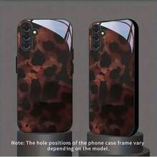 Brown And Black Mottled Pattern Phone Case, Premium Glass Material, Compatible With S25, S24, S23, S22, S21, S20, And A-Series Models, Compatible With IPhone 17, 16, 15, 14, 13, 12, 11 Pro Max, Perfect For Valentine's Day Gifts. - 黑色 - 查看 5