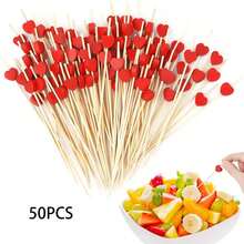 300/200/100/50/10pcs Red Heart Cocktail Picks, Fruit Picks, Dessert Picks, Appetizers, Fruit Skewers, Cupcake Toppers, Sandwich Picks, Long Cocktail Picks, Suitable For Valentine's Day, Birthday, Wedding, Party, Etc. - Multicolor - View 10